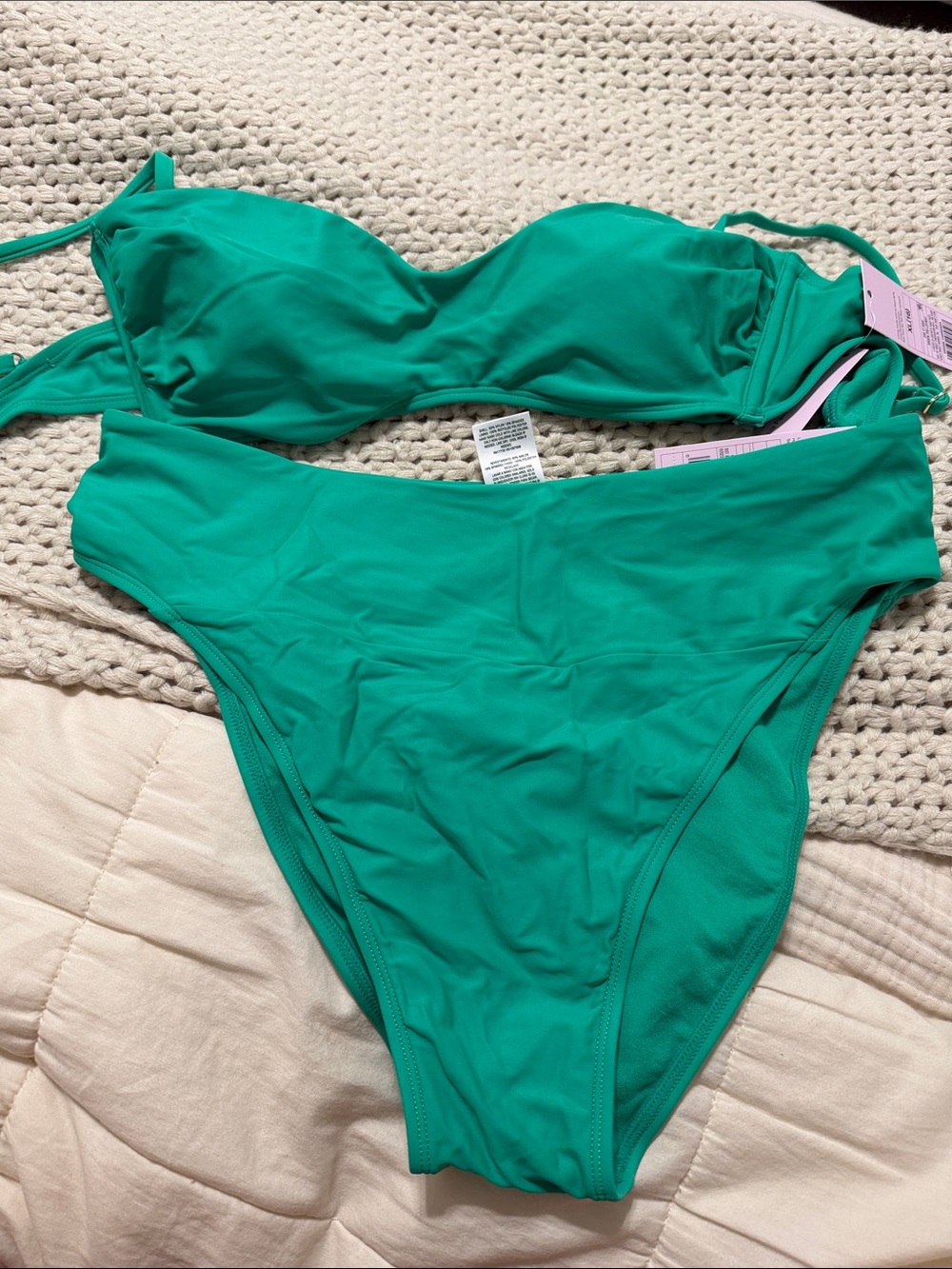wild fable Teal Green Bandeau Bikini Set